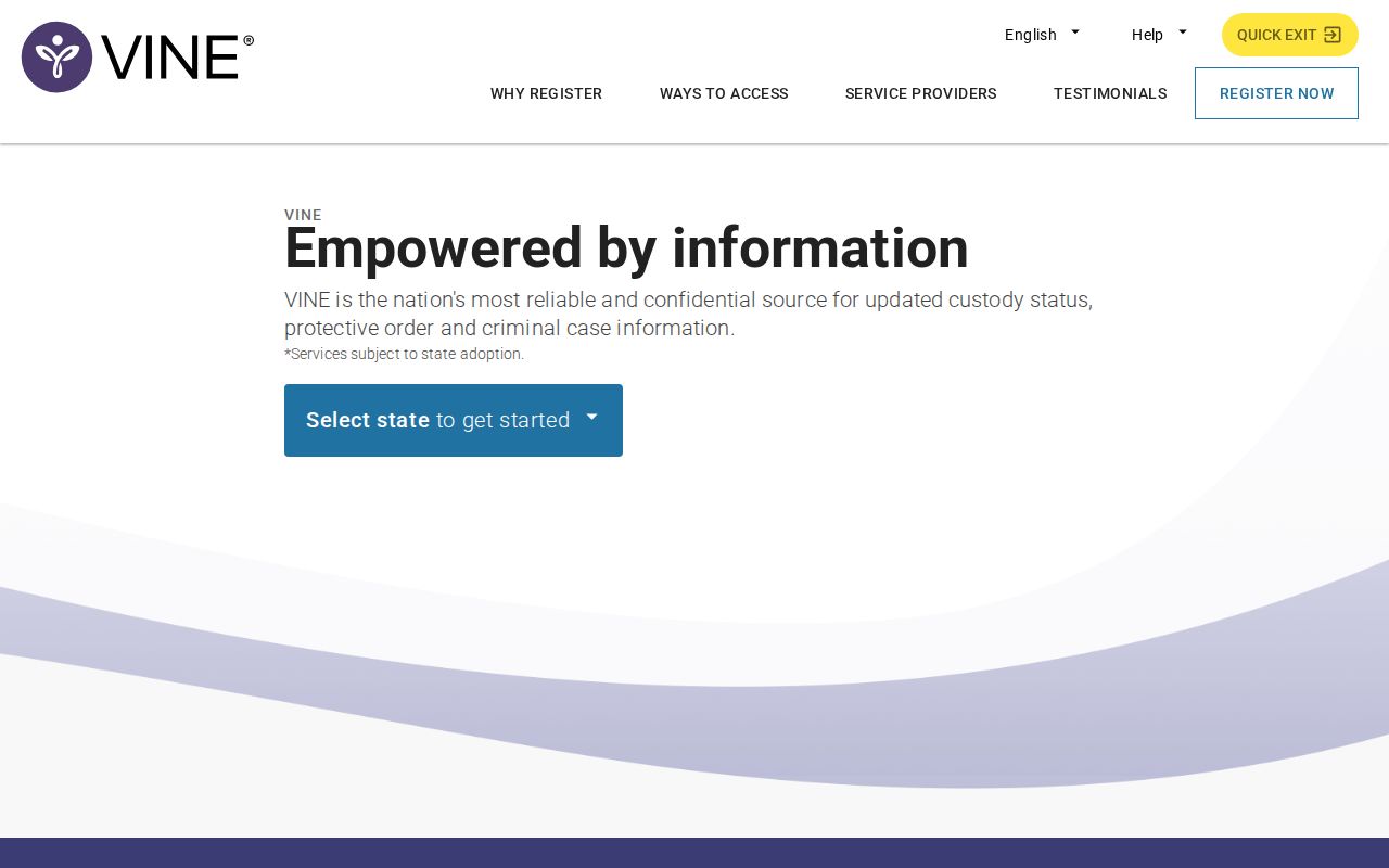 VINELink Tennessee selection screen for a Marion County arrest check