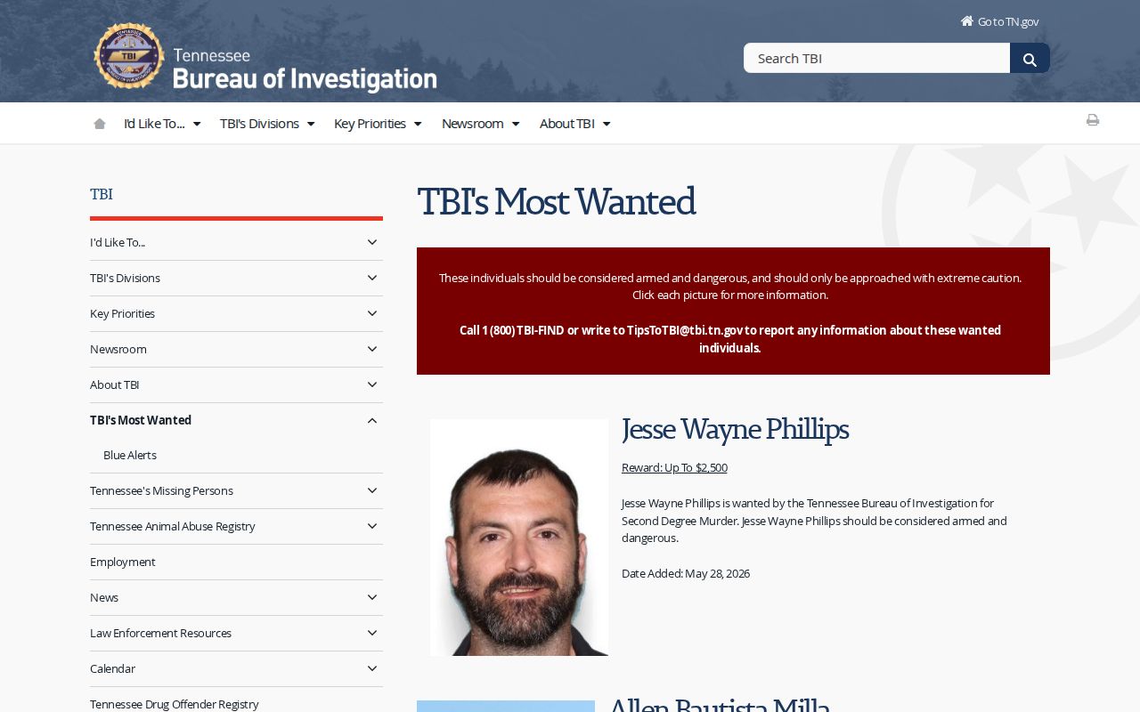 TBI statewide wanted list linked by Marion County sheriff