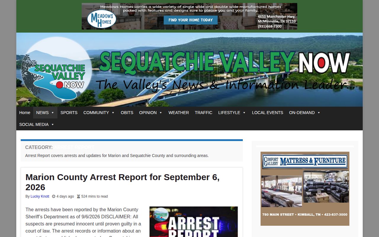 SValleyNow Marion County dated arrest report coverage